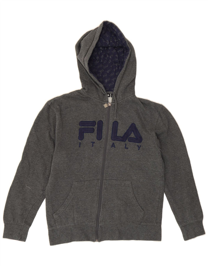 FILA Mens Graphic Zip Hoodie Sweater Medium Grey Cotton Vintage Fila and Second-Hand Fila from Messina Hembry 