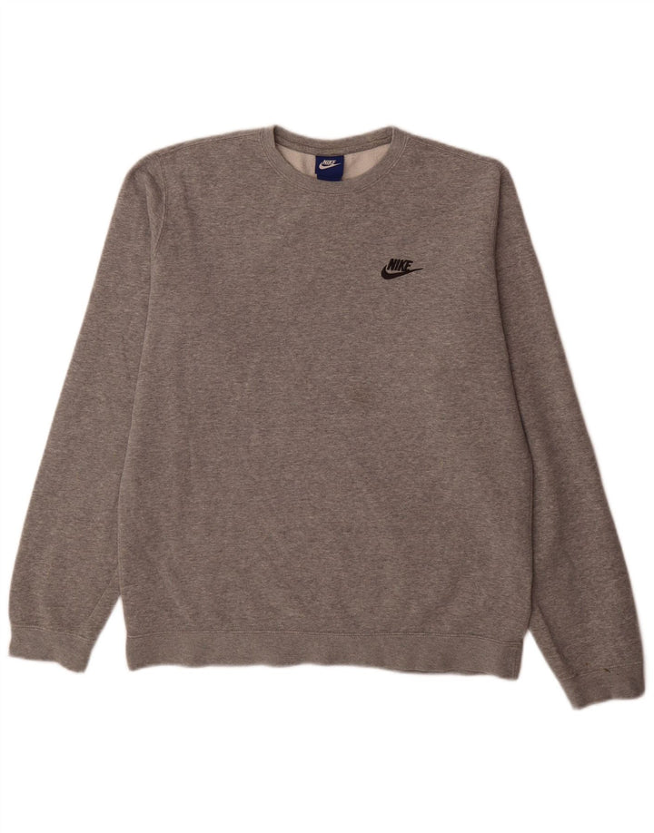 Nike Herren-Sweatshirt-Pullover aus mittelgrauer Baumwolle