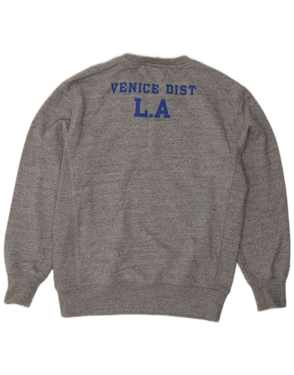 Superdry Damen Grafik-Sweatshirt-Pullover UK 16 Large Grau gefleckte Baumwolle