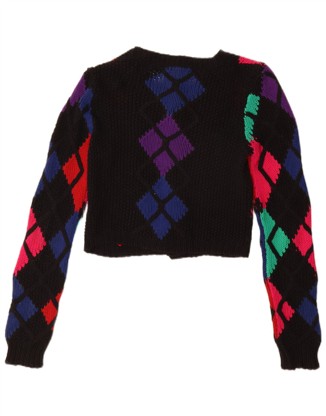 HOBBS Damen Crop Cardigan Pullover UK 8 Small Schwarz Argyle/Diamant Baumwolle