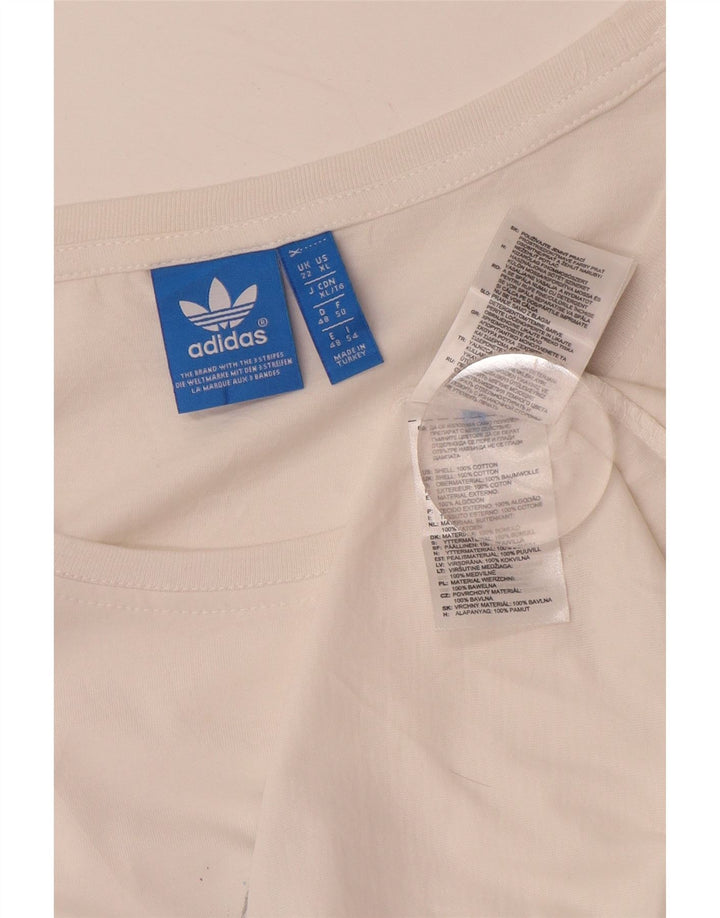 ADIDAS Damen Longline Graphic T-Shirt Top UK 22 XL Weiße Baumwolle