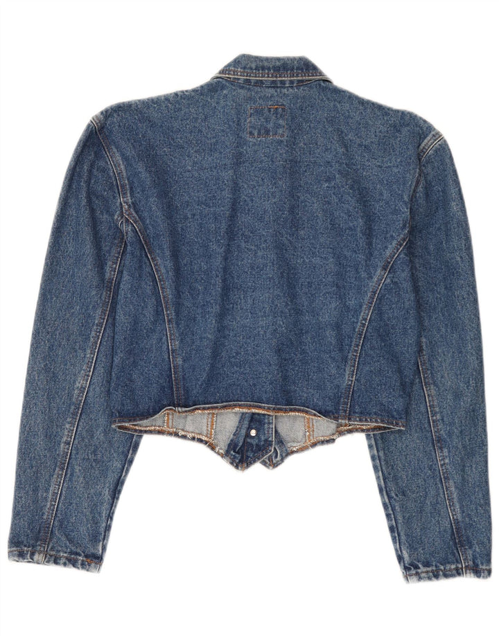 Doringo Womens Crop Denim Jacke UK 10 Small Blaue Baumwolle