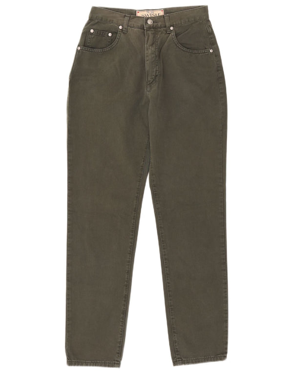 Swish Damen Tapered Jeans W29 L29 Khaki Baumwolle