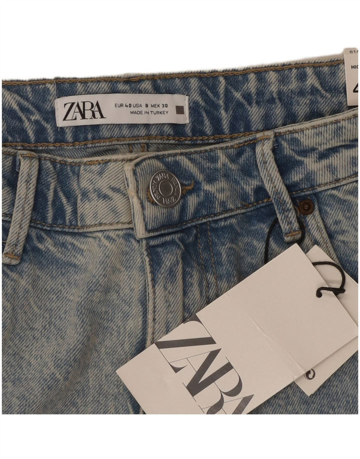 ZARA Damen Distressed Denim Shorts EU 40 Medium W30 Blaue Baumwolle