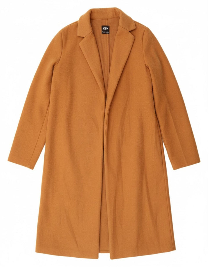 ZARA Womens Open Overcoat UK 10 Small Brown Polyester