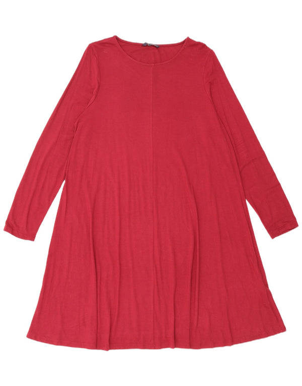 Marks & Spencer Damen Langarm-T-Shirt-Kleid UK 16 Large Burgund