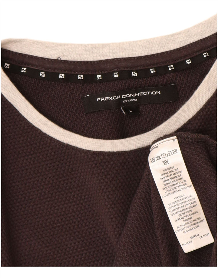 French Connection Herren-Oberteil, langärmelig, groß, graue Baumwolle