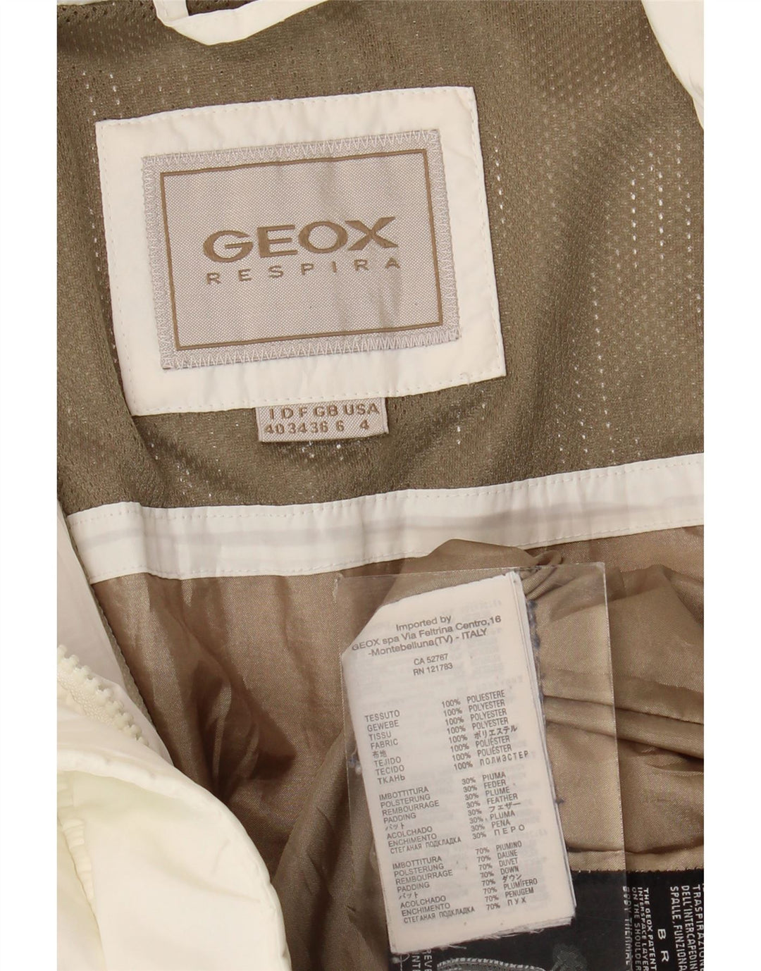 Geox Womens Respira übergroße gepolsterte Jacke UK 6 XS weiß Polyester