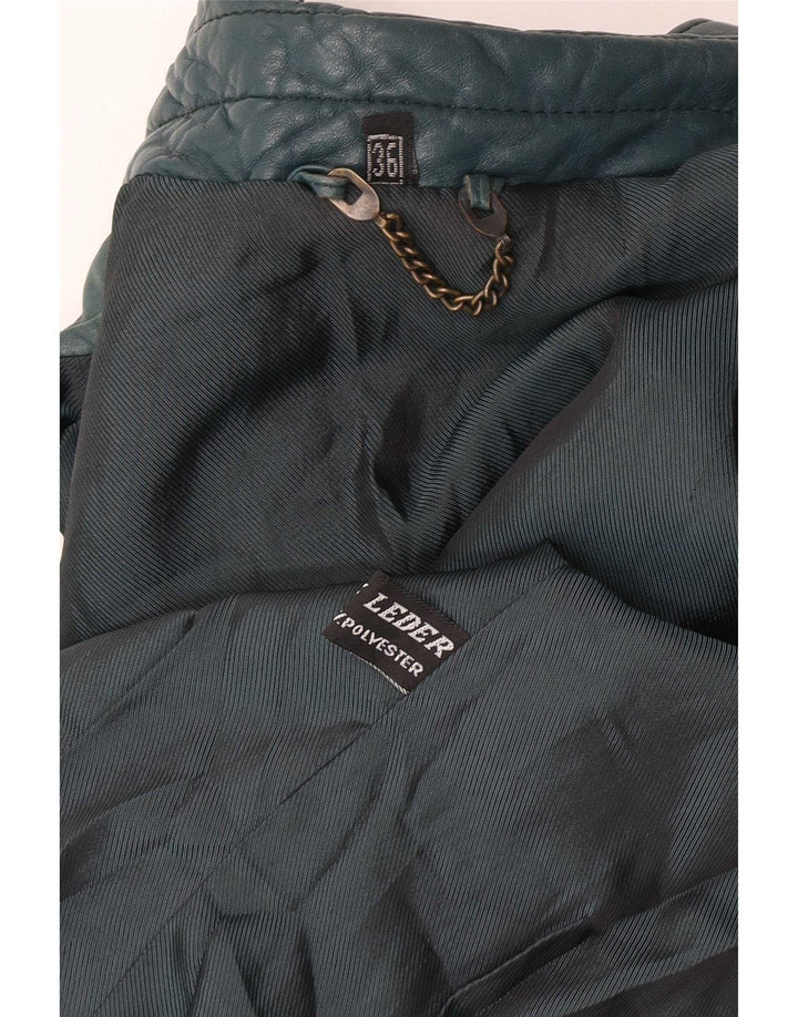 Vintage Damen Crop Lederjacke EU 36 Kleines grünes Leder