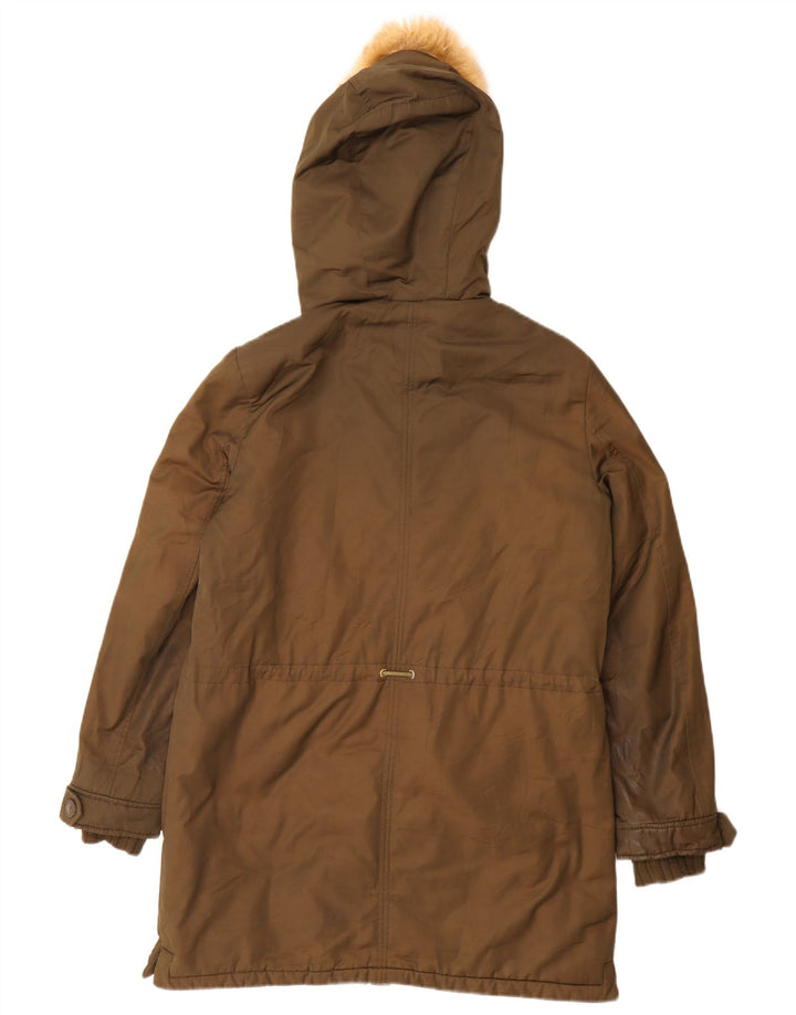 Zara Damen Trafaluc Kapuzenparkajacke UK 14 Medium Khaki Polyester