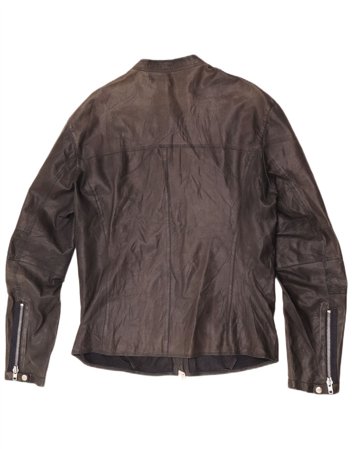 Vintage Herren Leder Racer Jacke UK 38 Mittelschwarzes Leder