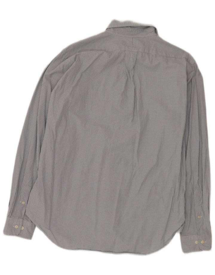 RALPH LAUREN Herrenhemd Größe 15 1/2 Mittelblaue Gingham-Baumwolle
