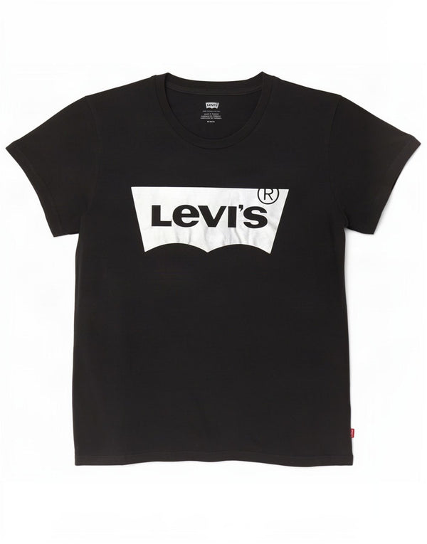 Levi's Womens Graphic T-Shirt Top UK 14 Mittelgraue Baumwolle