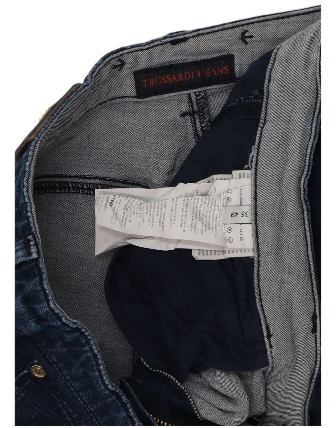 TRUSSARDI Damen Slim Jeans IT 49 XL W35 L32 Marineblau Polyester