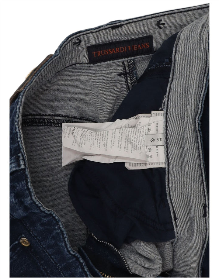 TRUSSARDI Damen Slim Jeans IT 49 XL W35 L32 Marineblau Polyester