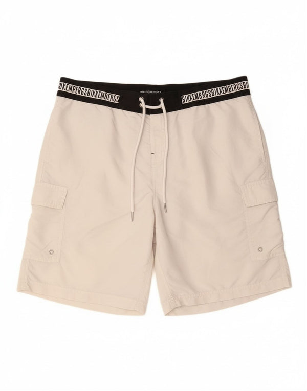 Bikkembergs Herren Graphic Cargo Badeshorts XL Weiß Farbblock