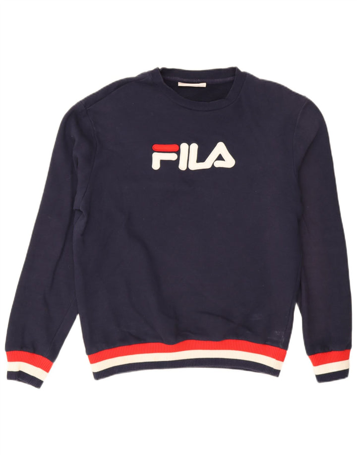 Fila Herren-Sweatshirt mit Grafik, mittlere marineblaue Baumwolle