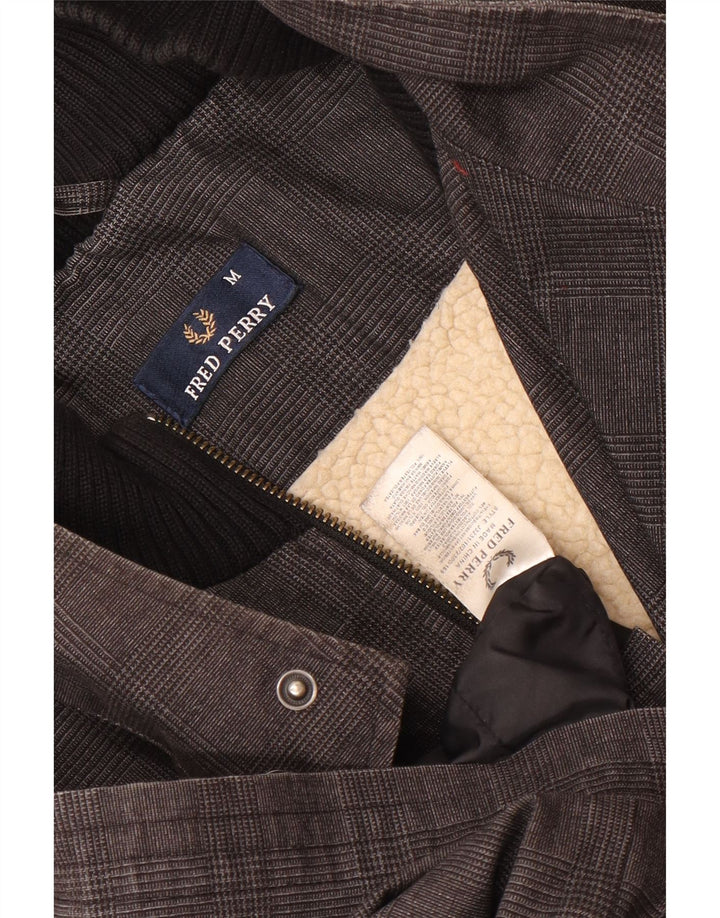 Fred Perry Herrenmantel UK 38 mittelgrau karierte Baumwolle