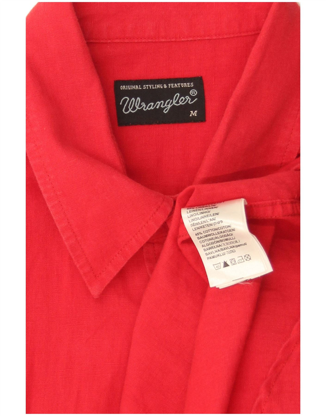 Wrangler Herren Kurzarmhemd Mittelrotes Leinen