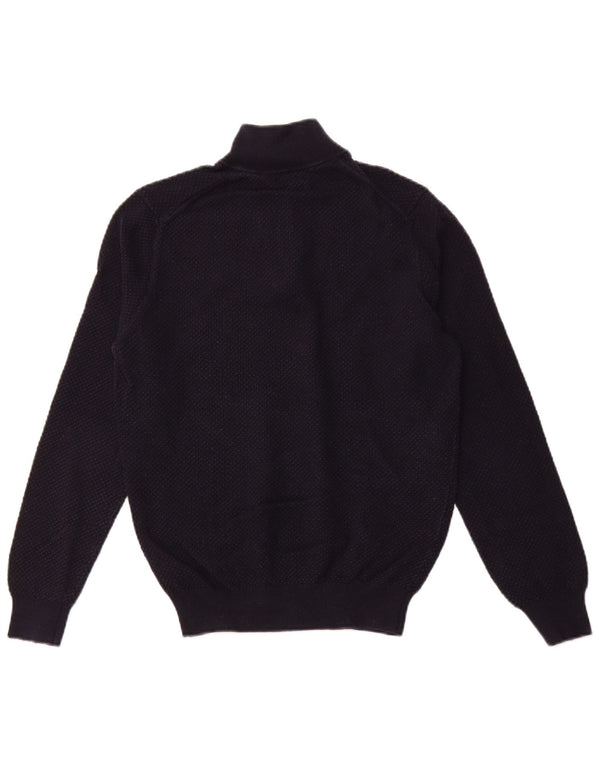 MASSIMO DUTTI Damen-Pullover mit Reißverschluss, UK 12, mittelmarineblaue Baumwolle