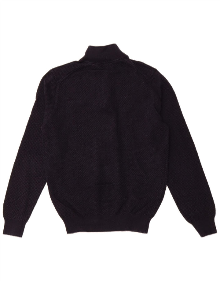 MASSIMO DUTTI Damen-Pullover mit Reißverschluss, UK 12, mittelmarineblaue Baumwolle