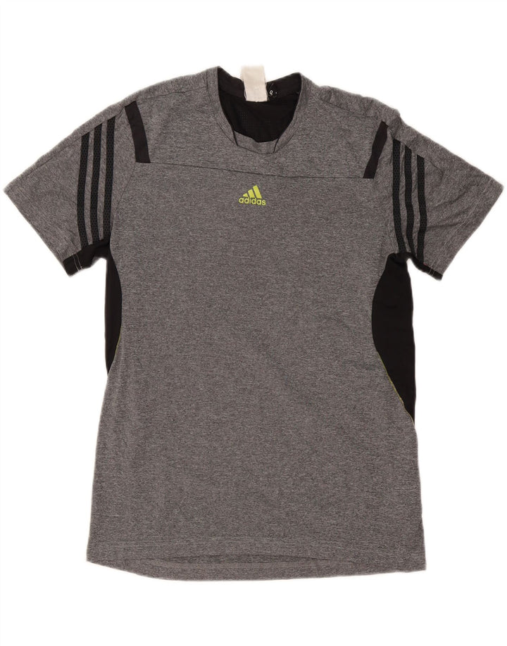 ADIDAS Herren Climacool T-Shirt Top Mittelgraues Colourblock-Polyester