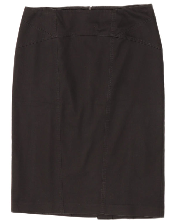 Oasis Damen Bleistiftrock UK 12 Medium W30 Schwarze Baumwolle