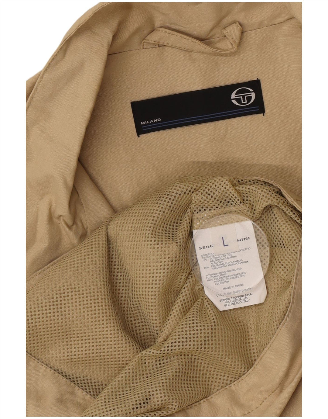 Sergio Tacchini Herren-Trainingsanzug-Top-Jacke, große Khaki-Baumwolle