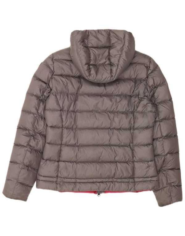 Blauer Wattierte Damenjacke mit Kapuze, UK 14, Mittelgrau, Polyamid