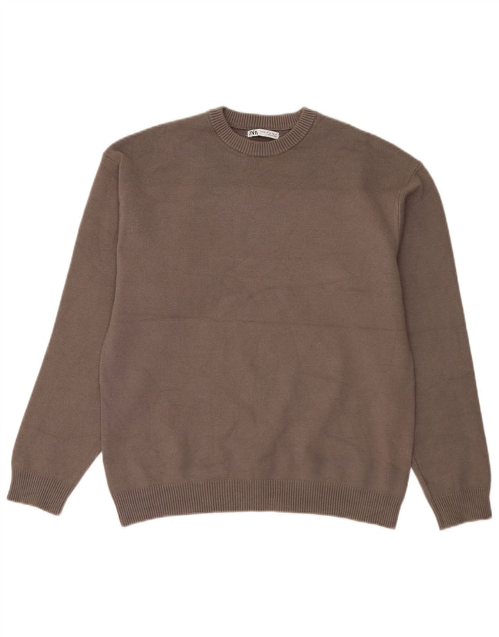 Zara Herren-Pullover mit Rundhalsausschnitt, mittelgrau