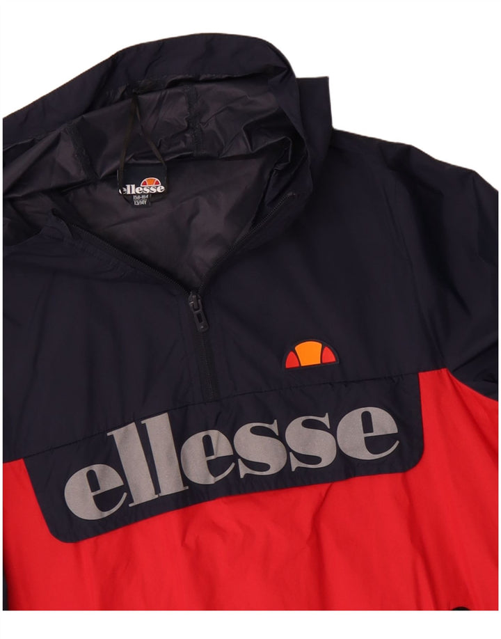 Ellesse Jungen-Anorakjacke mit Kapuze und Grafik, 13–14 Jahre, Marineblau, Farbblock