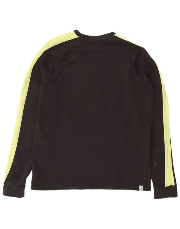 Puma Damen-Sweatshirt-Pullover UK 14 Mittelschwarze Colourblock-Baumwolle