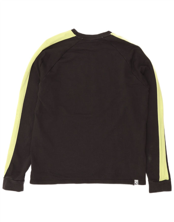Puma Damen-Sweatshirt-Pullover UK 14 Mittelschwarze Colourblock-Baumwolle