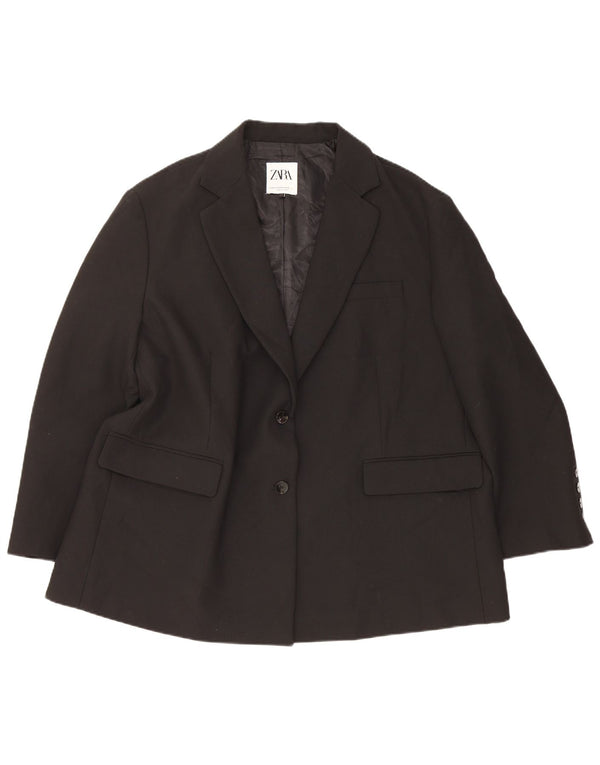 Zara Damen 2-Knopf-Oversize-Blazerjacke UK 6 XS Schwarz Polyester