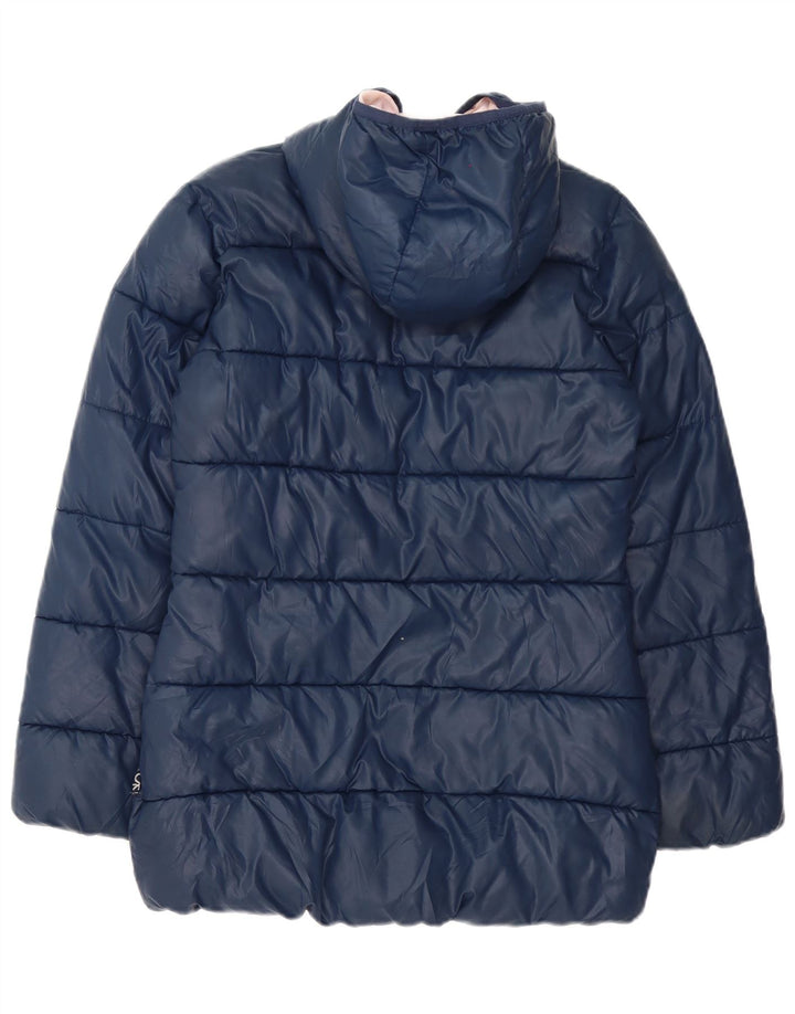Benetton Wattierte Damenjacke mit Kapuze, Gr. 8, Marineblau