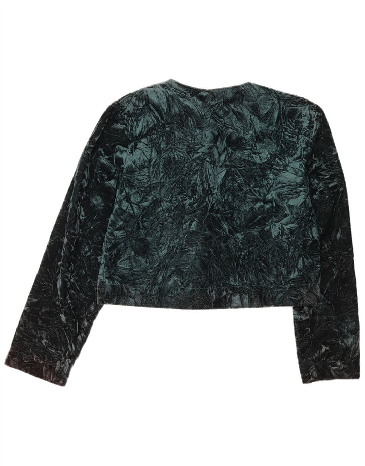 Vintage Damen Samt Bolero Jacke UK 14 Mittelgrün
