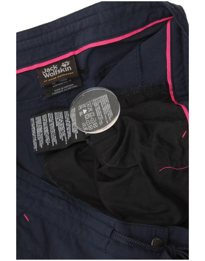 JACK WOLFSKIN Damen Chinoshorts UK 16 Large W36 Marineblaues Polyamid