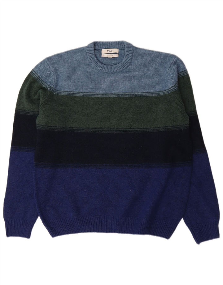 Marks & Spencer Herren-Pullover mit Rundhalsausschnitt, groß, mehrfarbig, gestreift