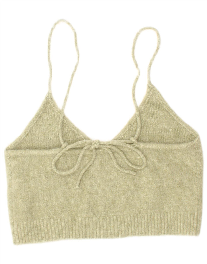 Zara Damen Strick-Crop-Top Small Grün Acryl