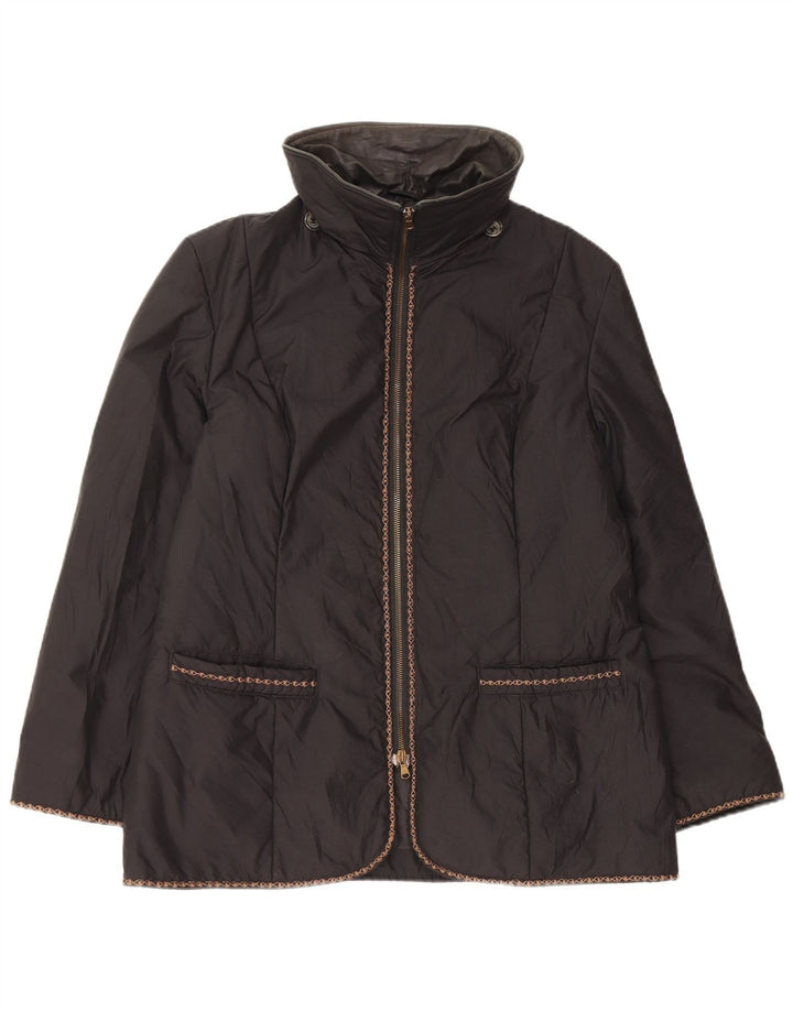 Vintage Damen Windjacke IT 48 XL Schwarz Polyester