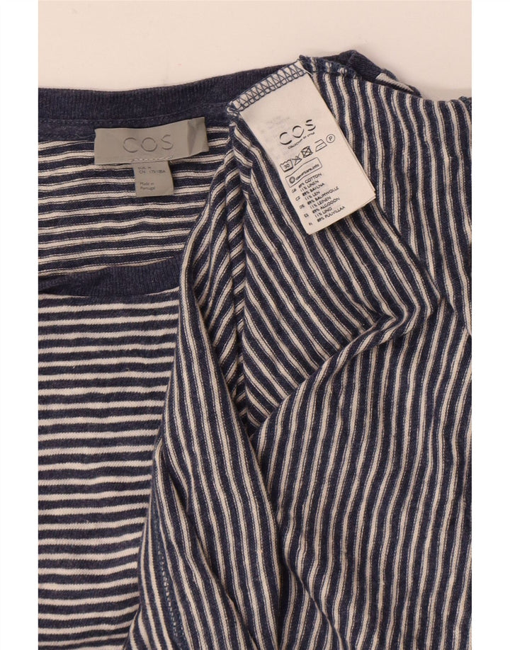 Cos Herren-T-Shirt-Oberteil aus mittelblauer, gestreifter Baumwolle