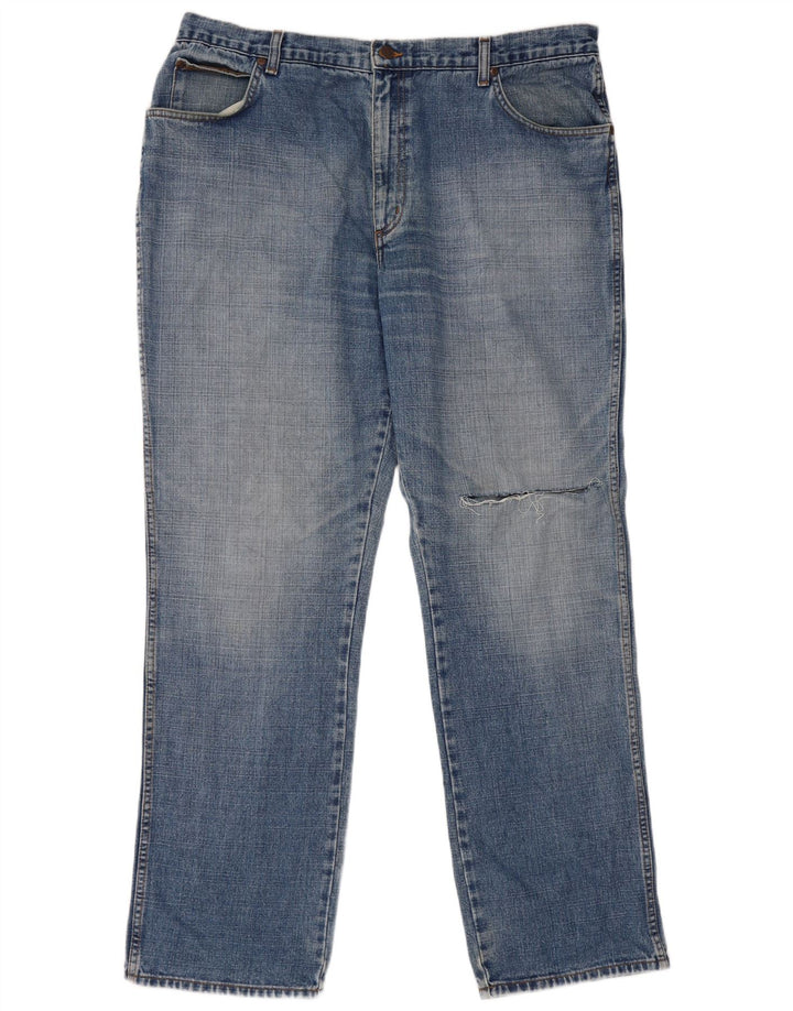 Wrangler Herren Texas Distressed Straight Jeans W40 L32 Blaue Baumwolle