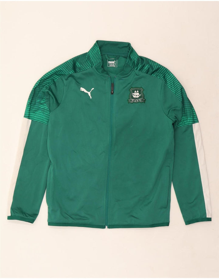 Puma Herren-Trainingsanzug-Top-Jacke, großes grünes Farbblock-Polyester