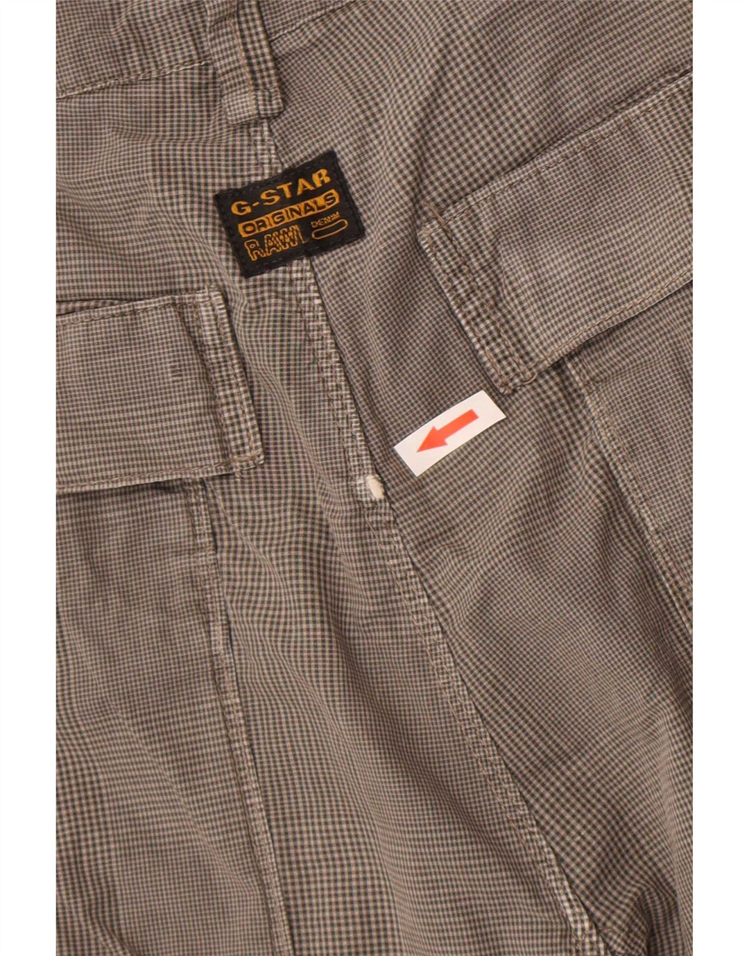 G-Star Herren Cargoshorts W34 Große grau karierte Baumwolle
