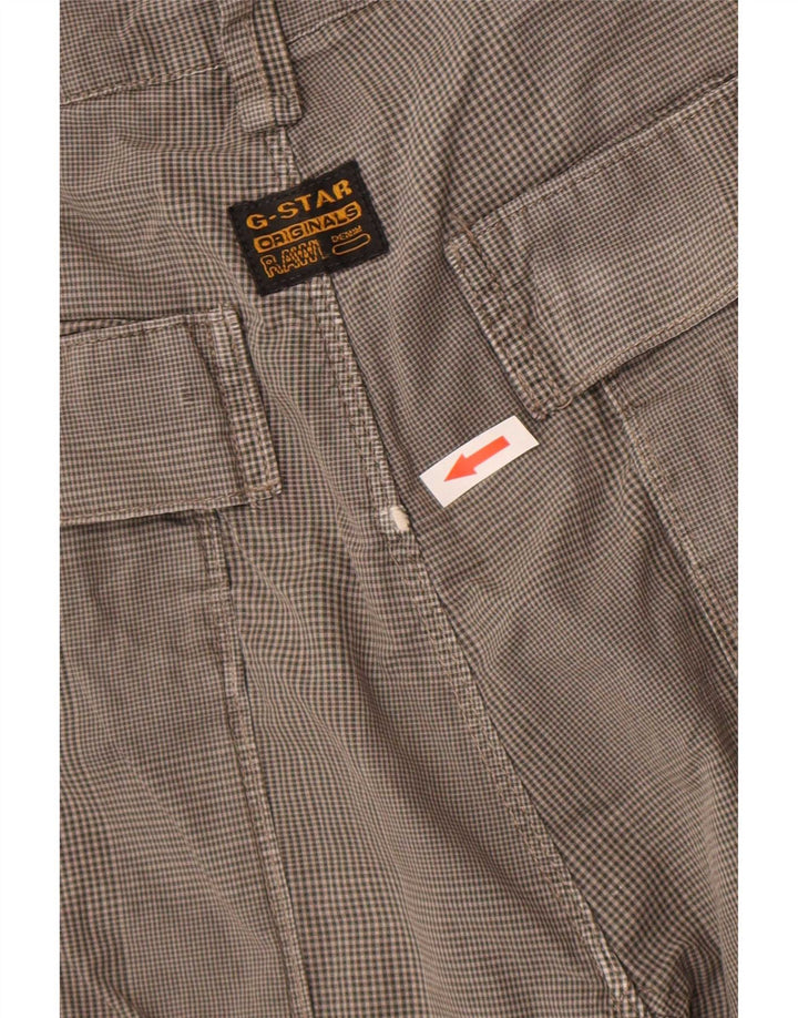 G-Star Herren Cargoshorts W34 Große grau karierte Baumwolle