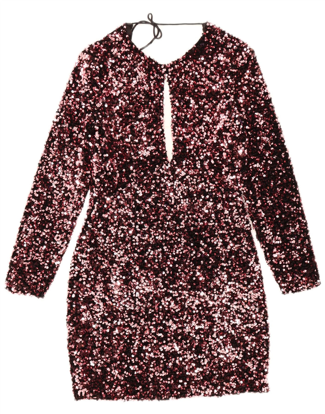 Zara Damen Langarm-Etuikleid UK 8 Small Rosa Polyester