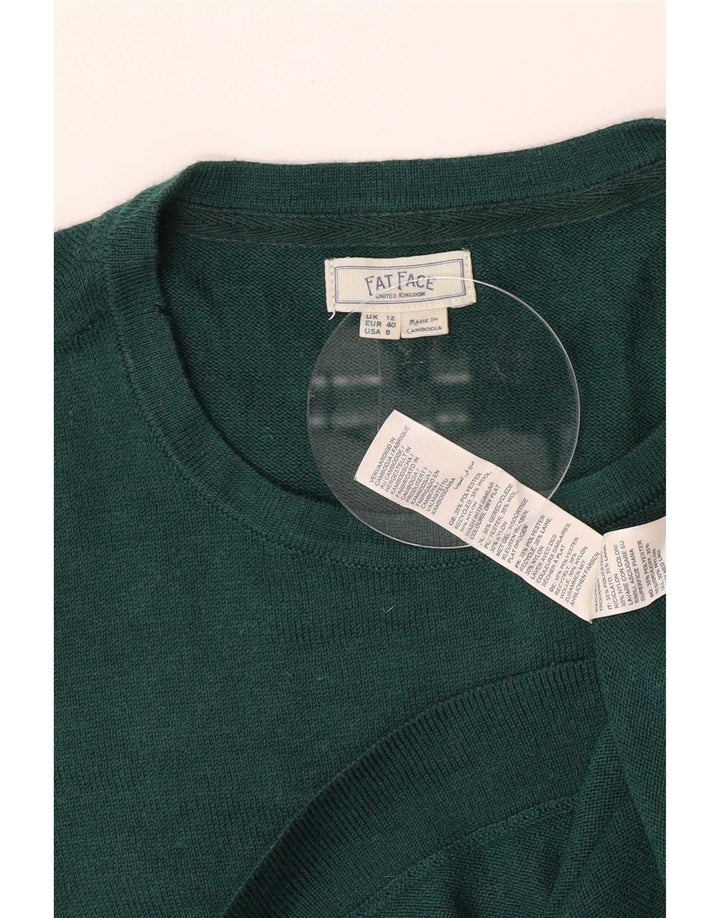 Fat Face Damen-Pullover mit Rundhalsausschnitt, UK 12, Mittelgrün, Polyester