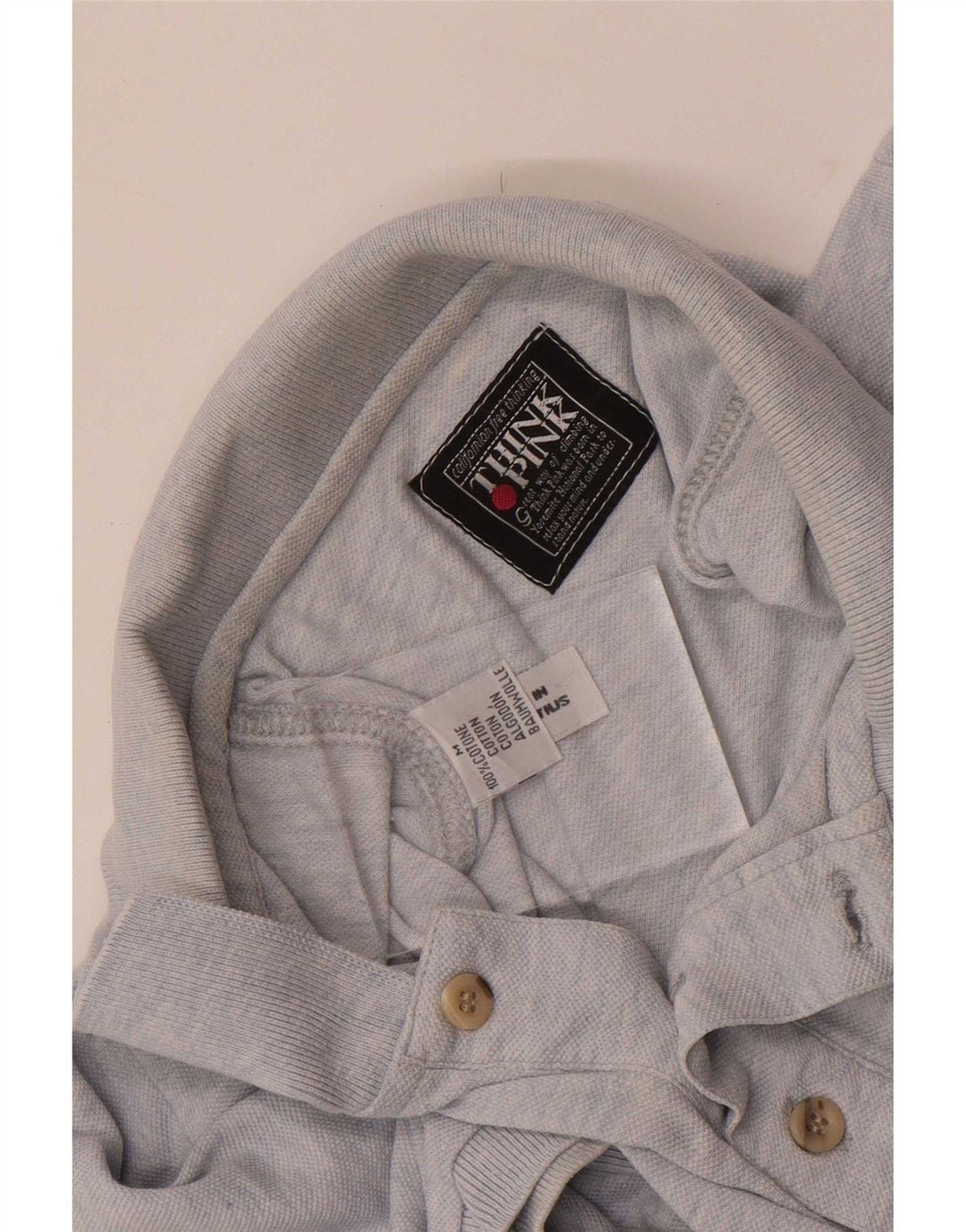 Think Pink Herren-Poloshirt aus mittelblauer Baumwolle