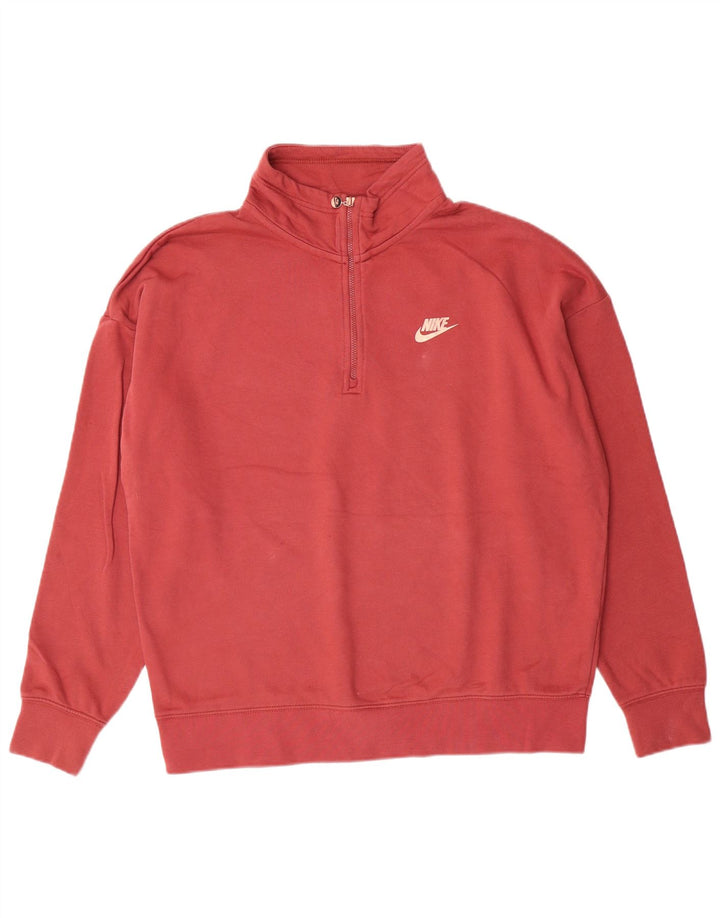 NIKE Damen-Sweatshirt in Übergröße mit Grafik und Reißverschluss am Hals, Gr. 10, Größe S, Rosa