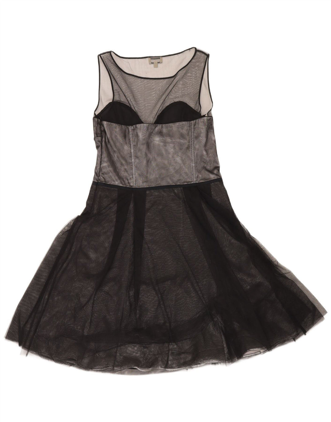 Karen Millen Damen Ärmelloses A-Linien-Kleid UK 14 Mittelschwarzes Polyester